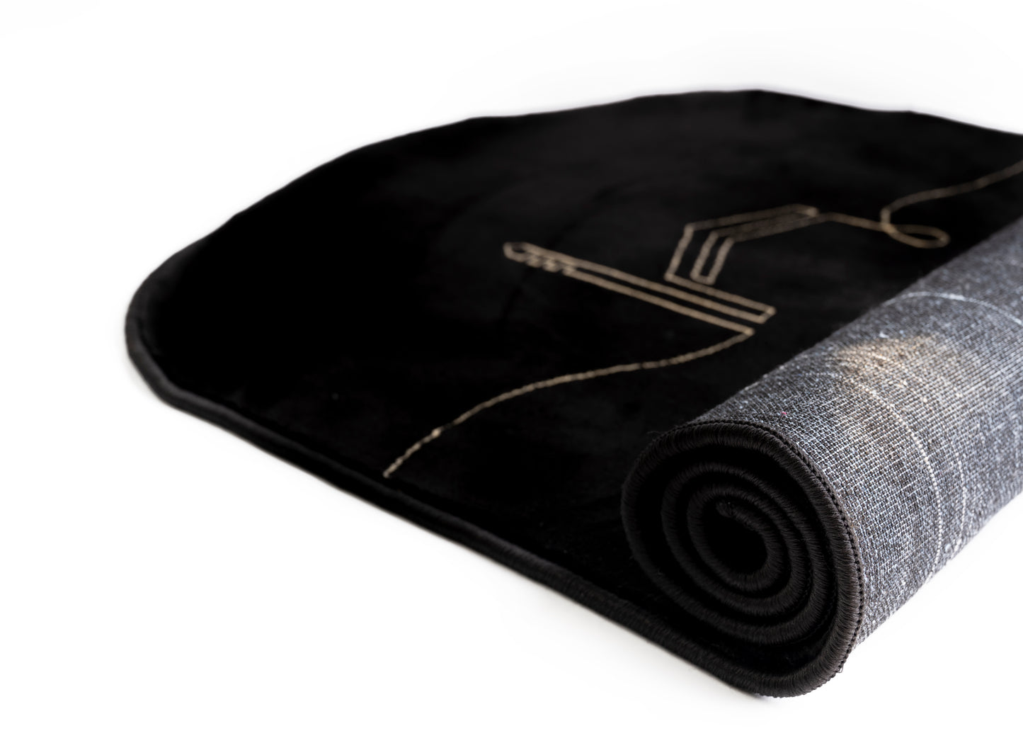 Kaaba Inspired Prayer Rug in Black and Gold