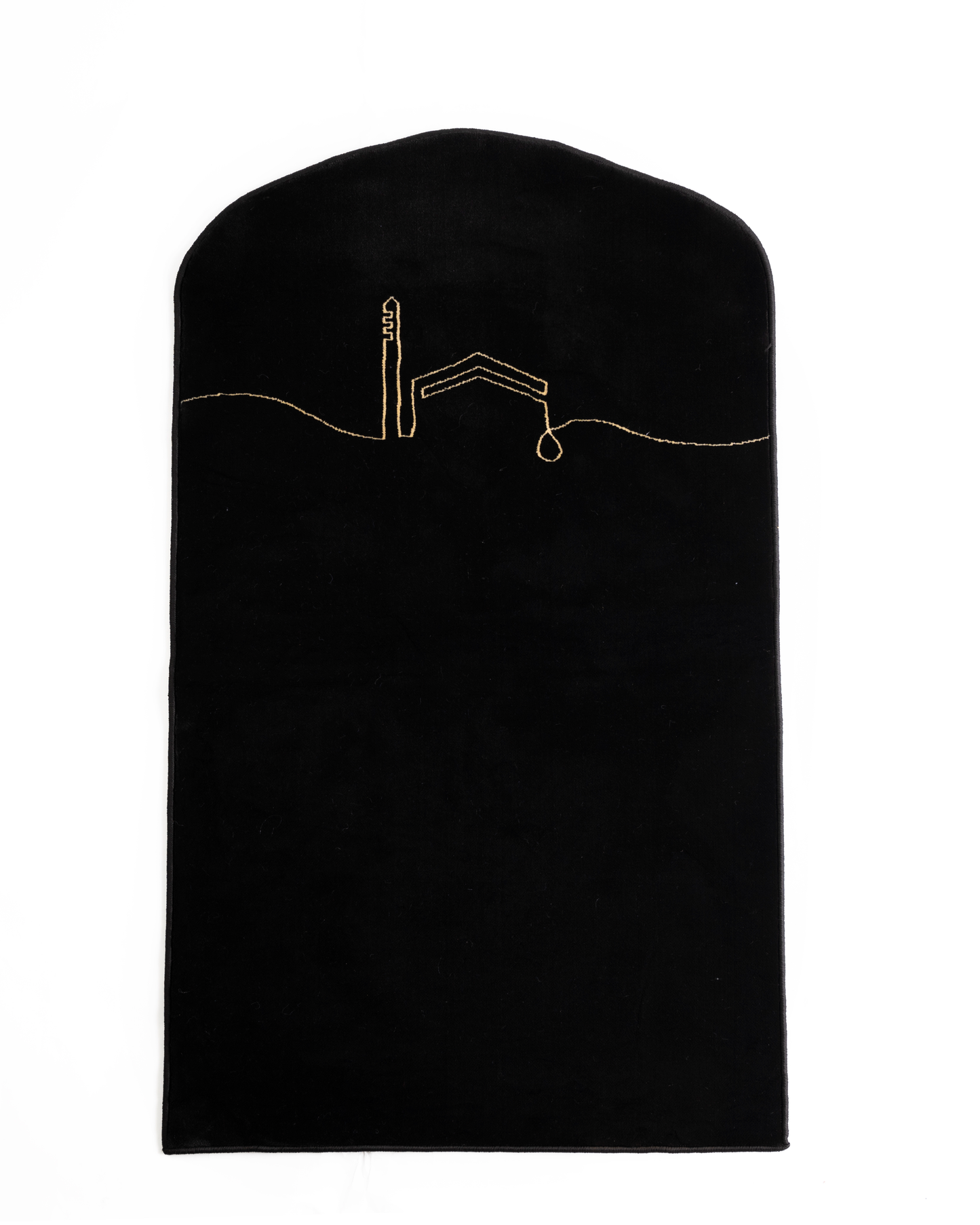 Kaaba Inspired Prayer Rug in Black and Gold