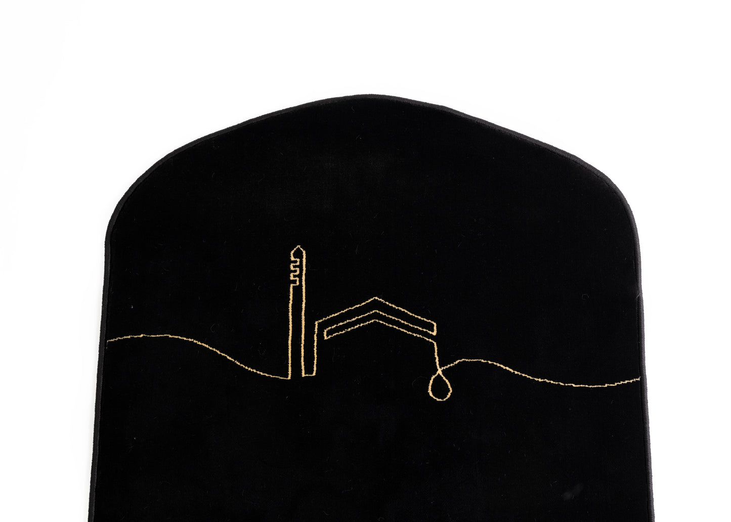 Kaaba Inspired Prayer Rug in Black and Gold