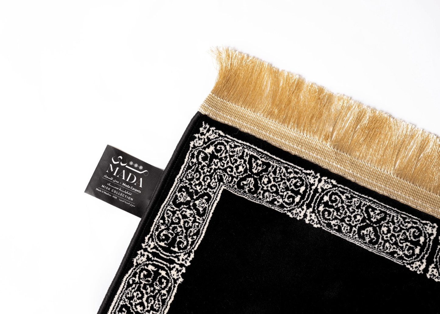Kaaba Inspired Prayer Rug in Black and Silver